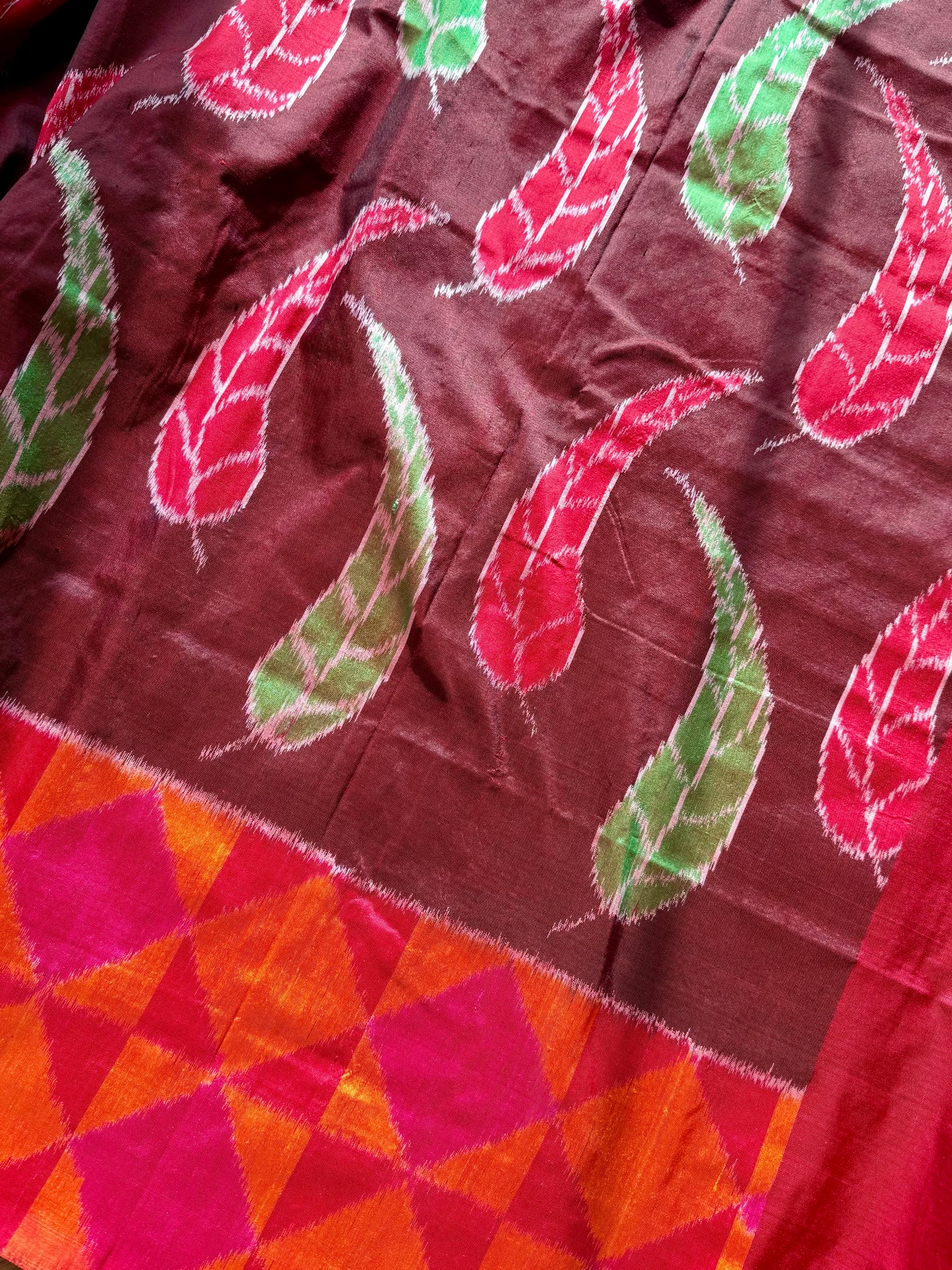 Elegant handwoven Pochampally ikat pure silk saree