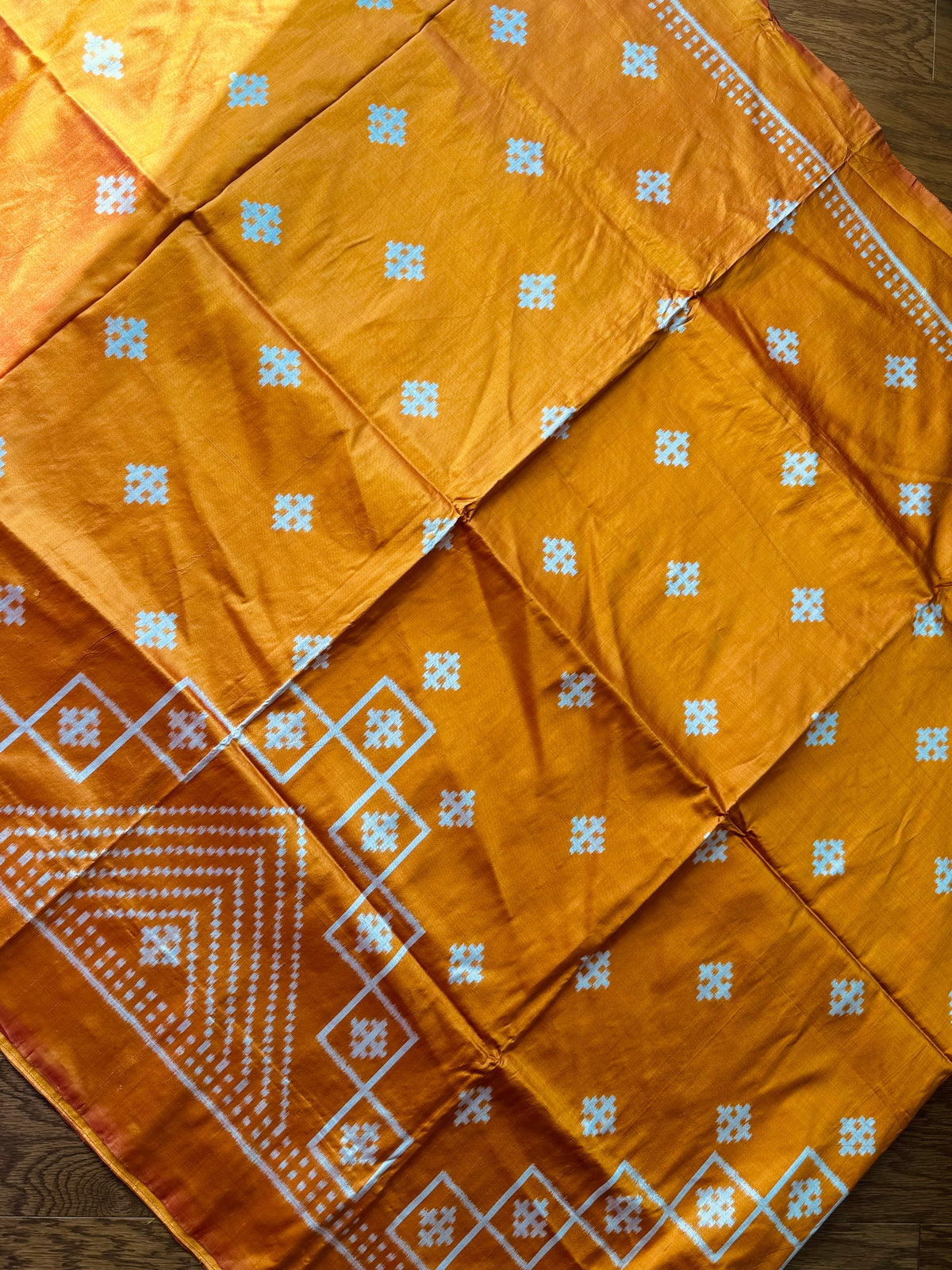 Orange color handwoven ikat pure silk saree|Odisha Weaves|Contemporary Ikat|Antara