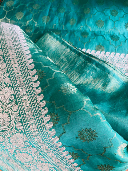 Banarasi Handloom Tissue Mashru Pure Silk Saree