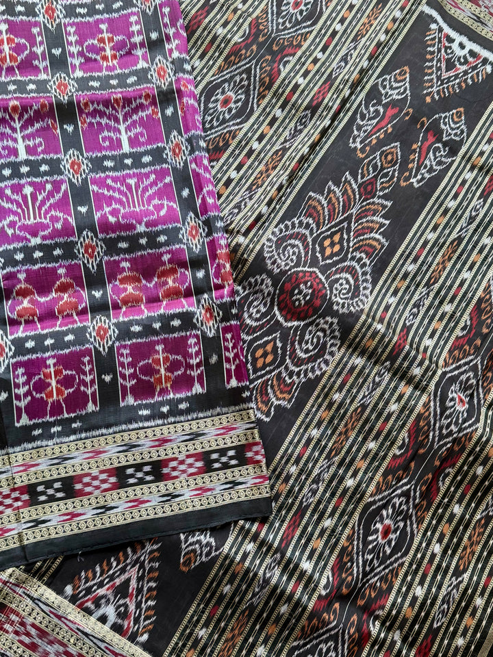Handwoven Pure Silk ikat Khandua Saree Magenta|Mishrita |Odisha Weaves