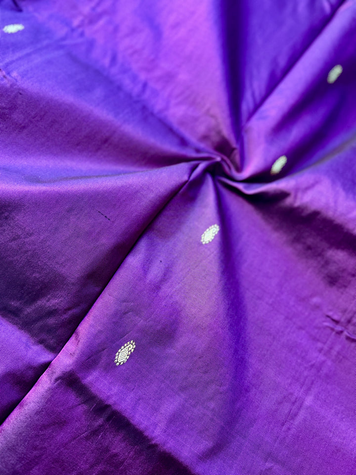 Handwoven Pure Silk Paithani Saree: Purple, Peacock Floral Pallu