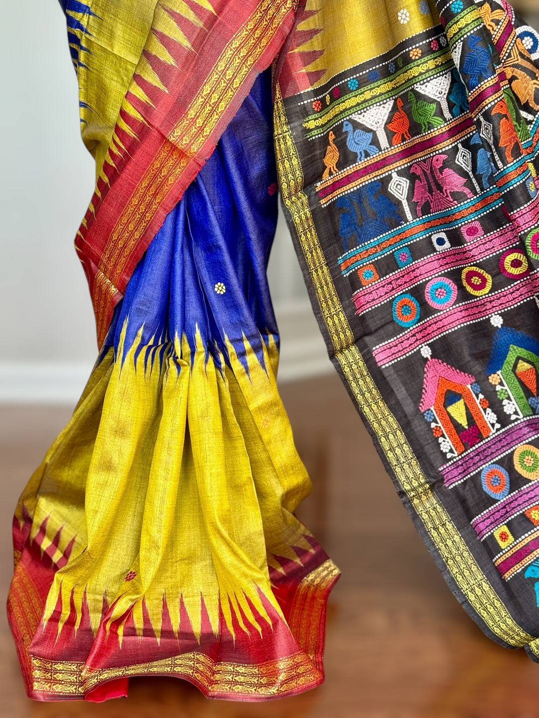 Gopalpur Handwoven Tussar Silk Saree with Dolabedi Pallu - Traditional Indian Saree|Odisha weaves