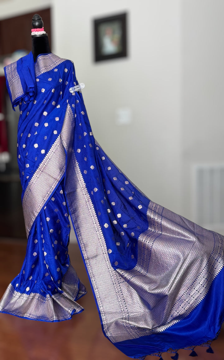 Royal Blue color Banarasi Semi Mashru Silk Saree Saree|Value Vogue