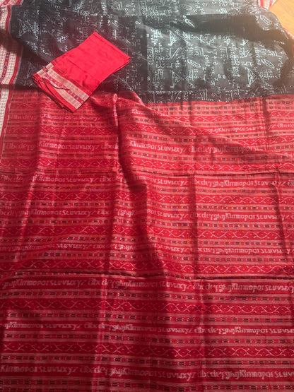 Handwoven Mathematical equations and formula Sambalpuri Double ikat pure silk saree|Odisha Weaves|
