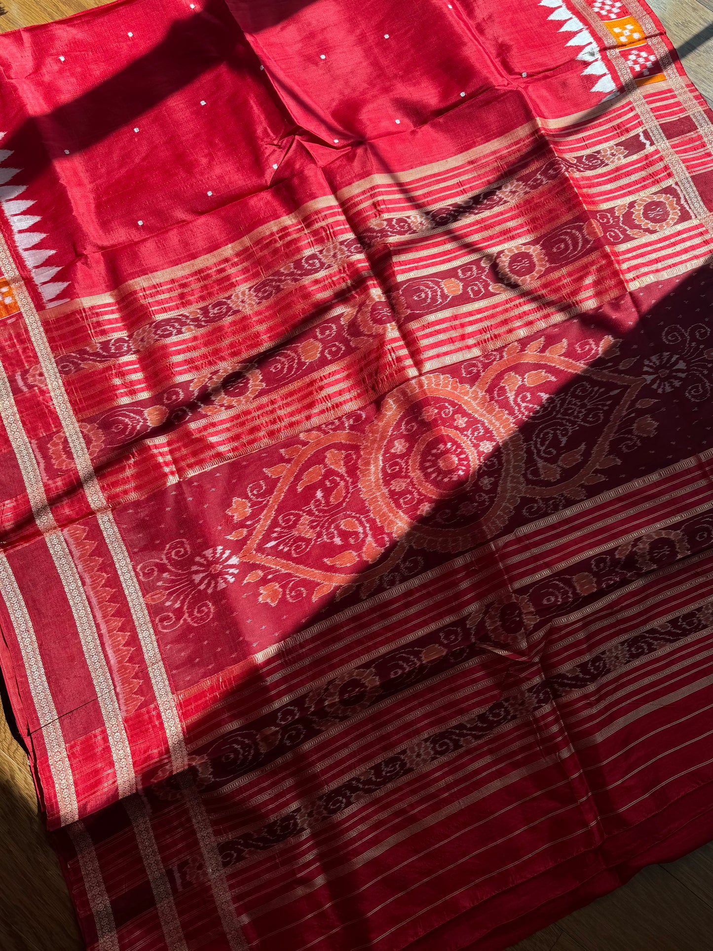 Elegant Ikat khandua pure silk saree with pasapali border