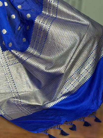 Royal Blue color Banarasi Semi Mashru Silk Saree Saree|Value Vogue