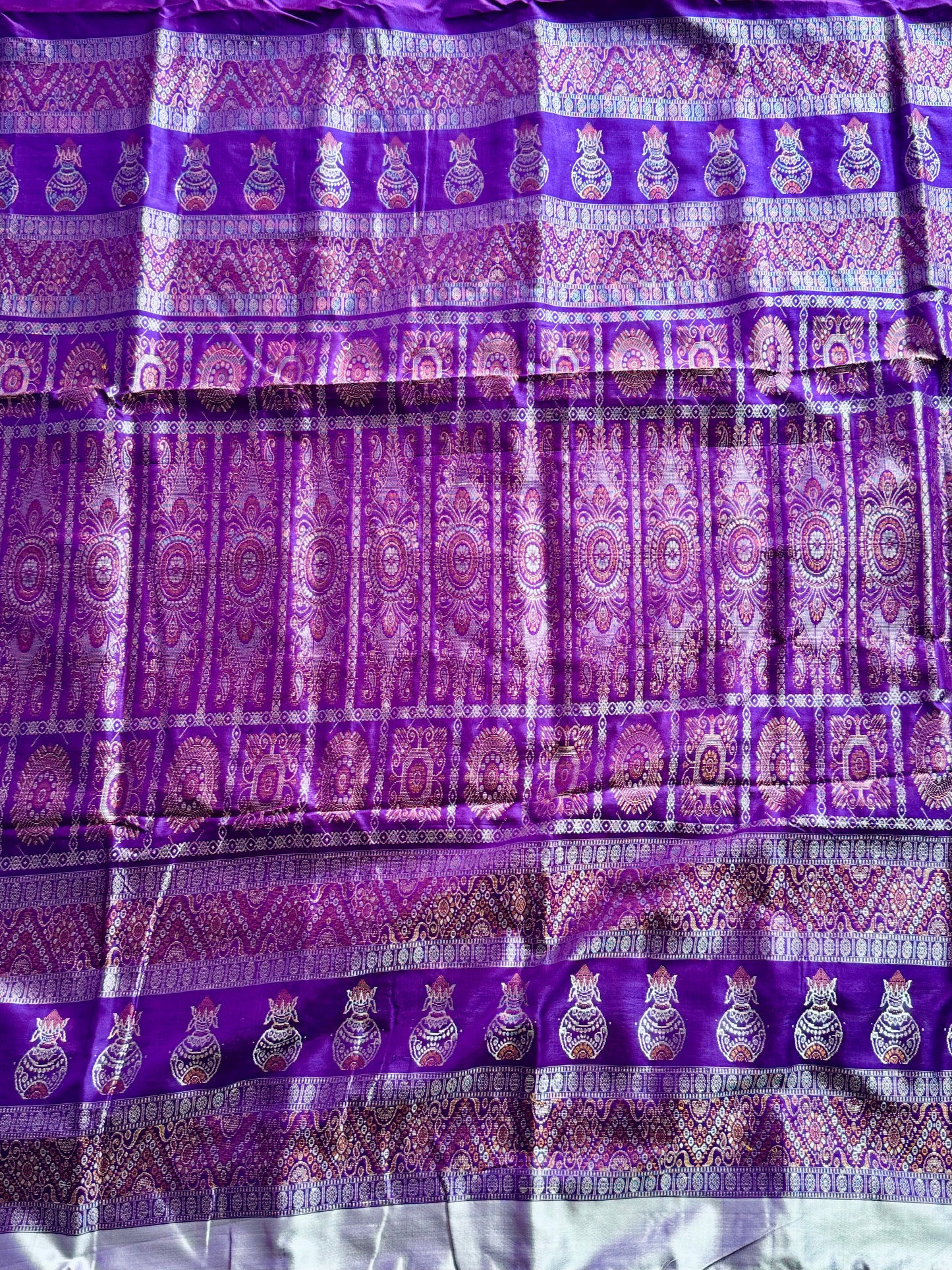 Purple Bomkai Pure Silk Saree