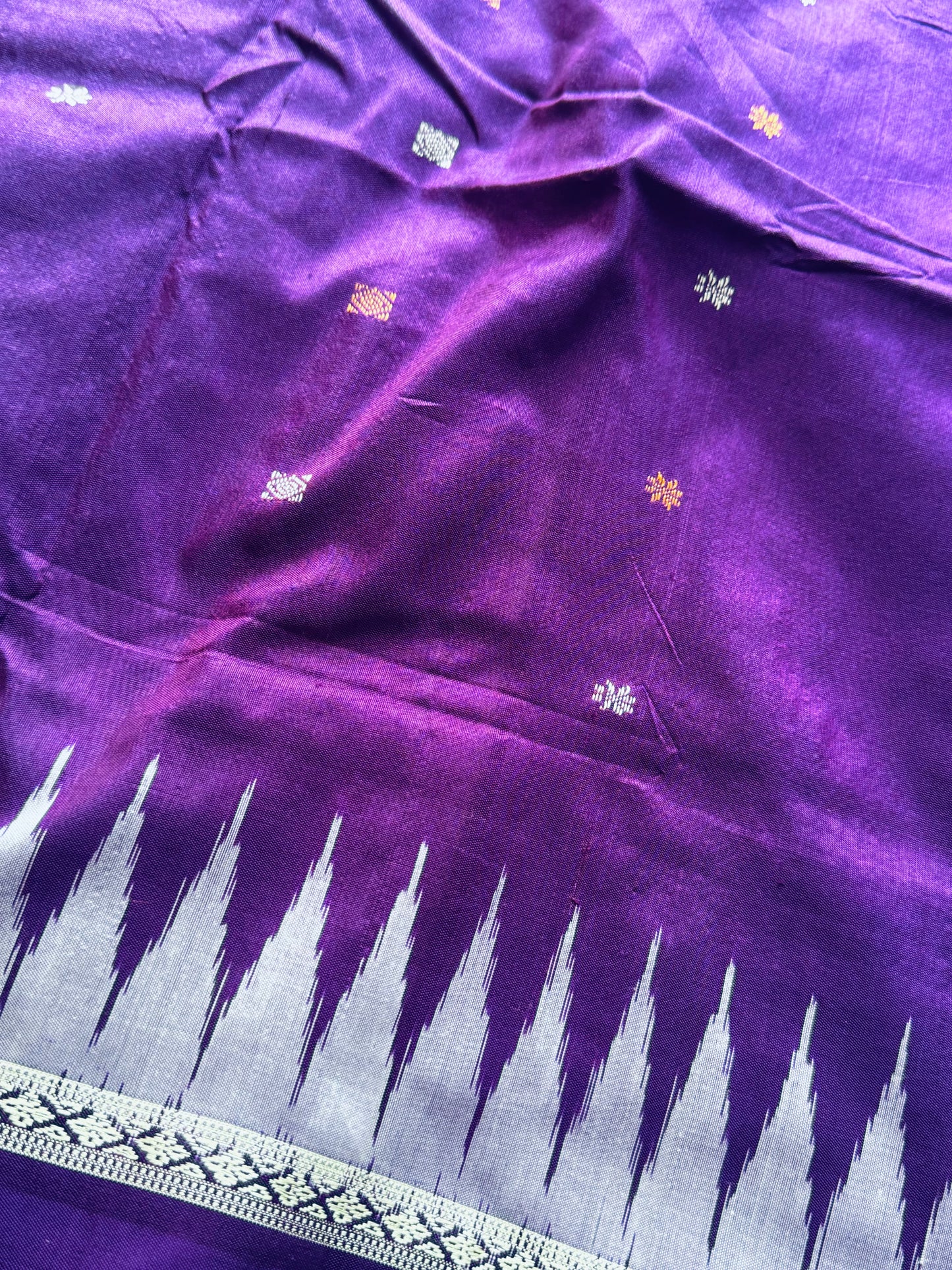 Purple Bomkai Pure Silk Saree