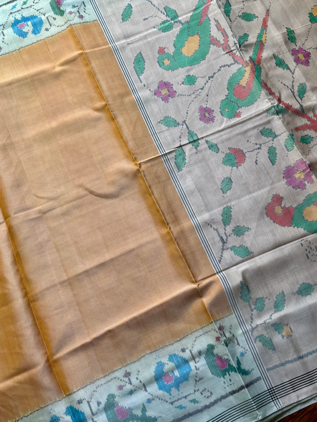 Sandalwood semi (double) ikat patan Patola pure silk saree