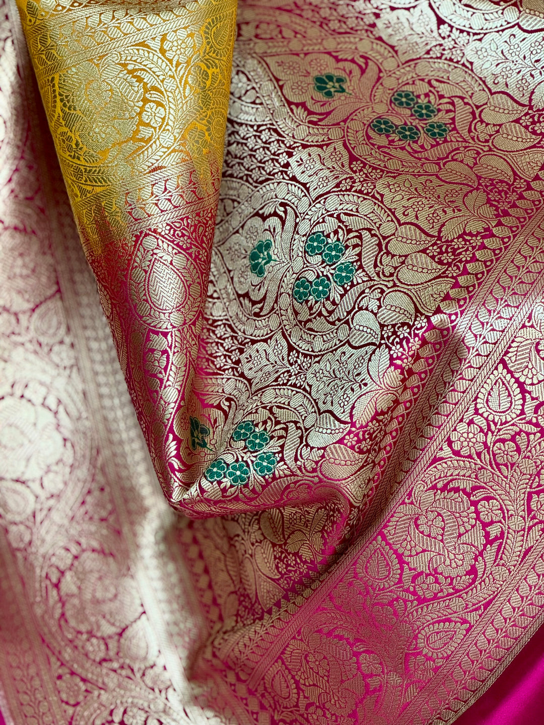 Orange Handloom Banarasi Silk Saree With Stitched Blouse