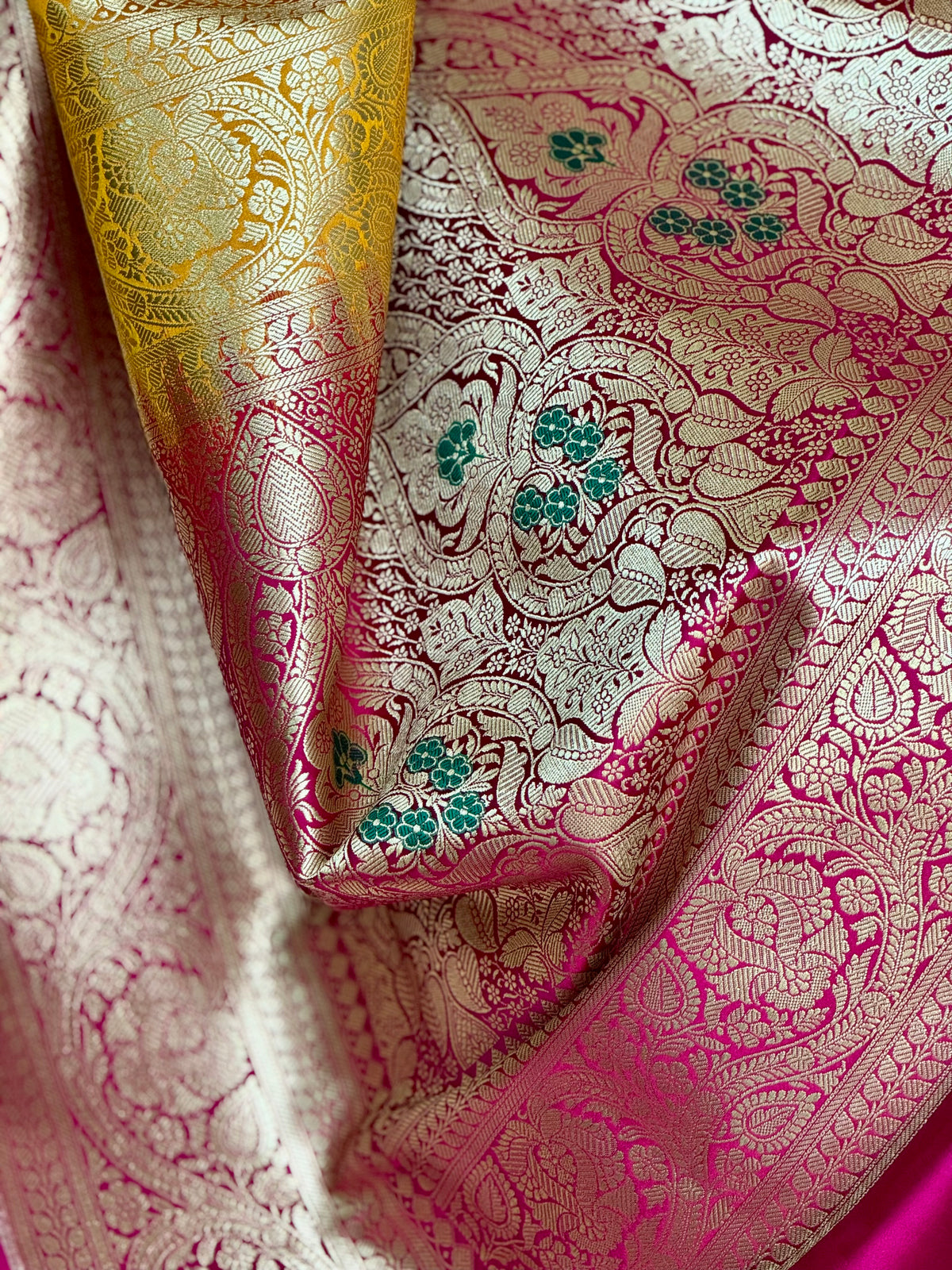 Orange Handloom Banarasi Silk Saree With Stitched Blouse