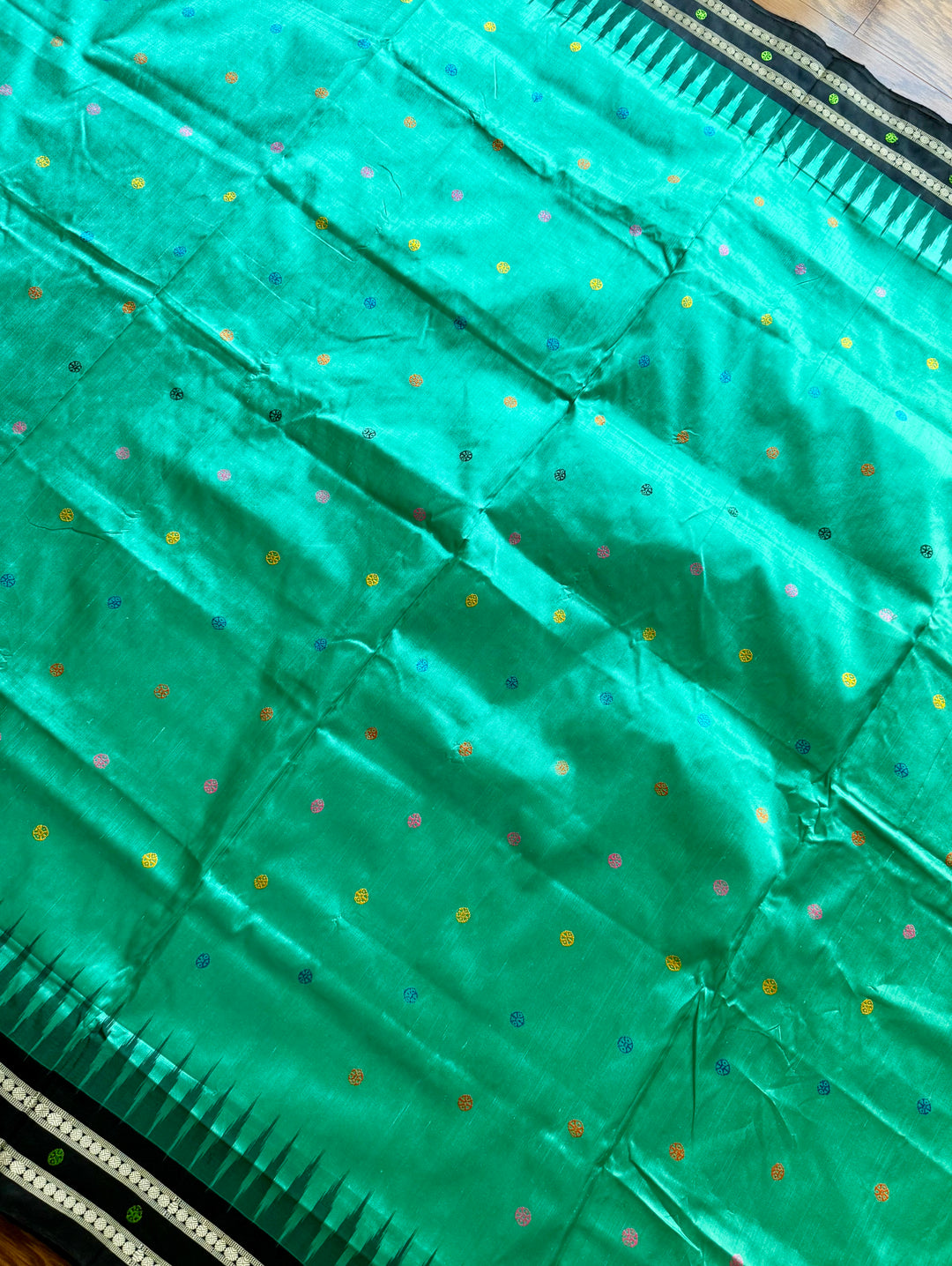 Gorgeous Light Aqua green Nandighosa pure silk saree from Odisha Weaves| Bomkai|