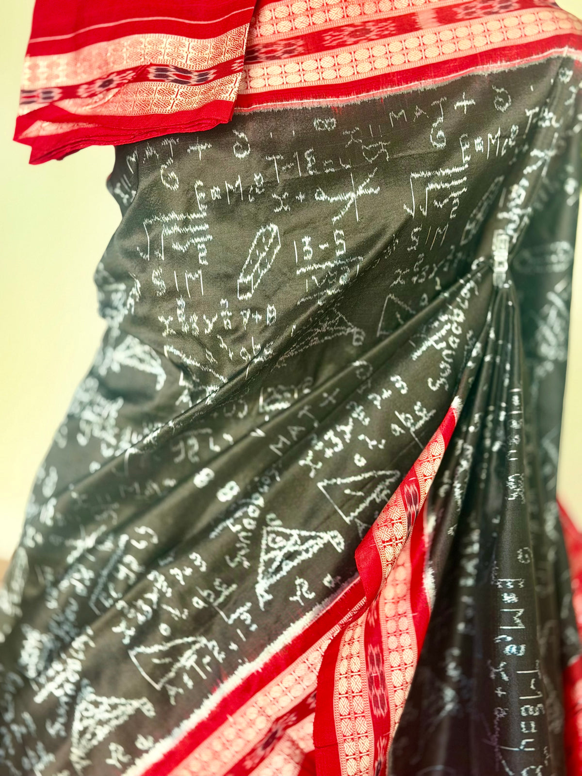 Handwoven Mathematical equations and formula Sambalpuri Double ikat pure silk saree|Odisha Weaves|