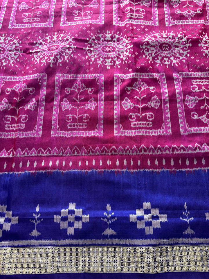Pink handwoven Sambalpuri Ikat Silk saree |Odisha Weaves
