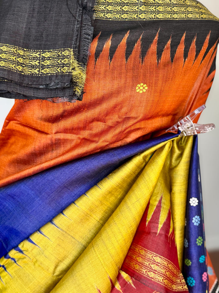 Gopalpur Handwoven Tussar Silk Saree with Dolabedi Pallu - Traditional Indian Saree|Odisha weaves