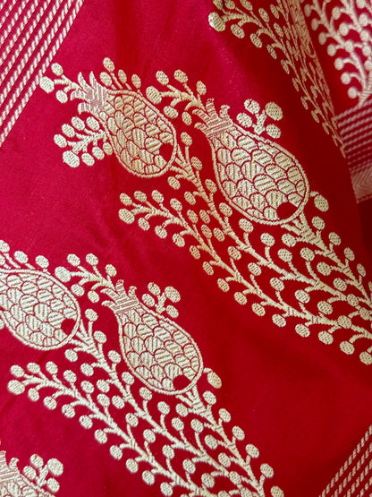 Pure Katan Silk Checks Banarasi handlooms ektara and Kadhwa weaved Saree