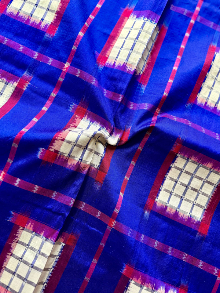 Handwoven Royal Blue Aswini Sambalpuri Double ikat pure silk saree|Odisha Weaves|