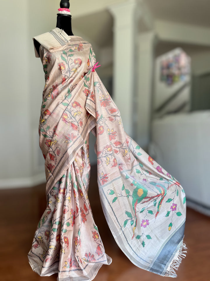 Blush semi (double) ikat patan Patola pure silk saree
