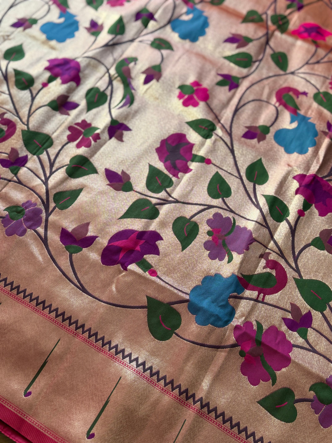 Pink color paithani inspired brocade saree with stitched blouse| Value Vogue