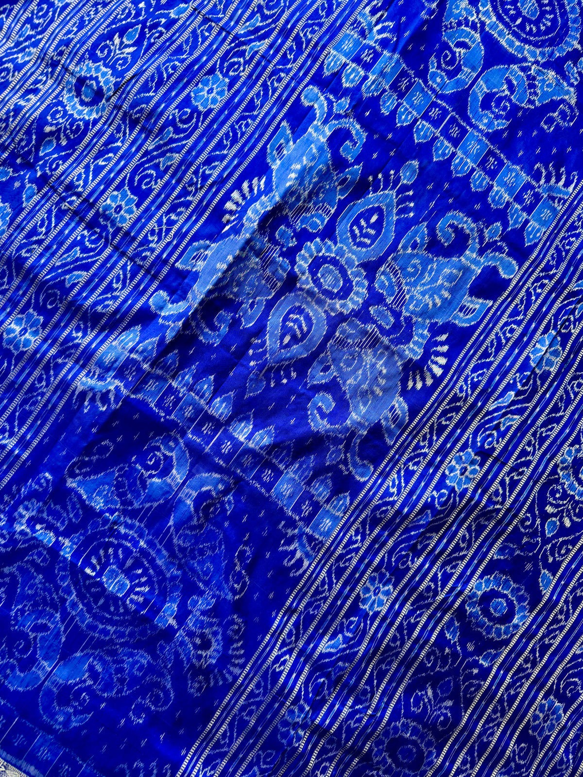 Blue handwoven pasapali Sambalpuri ikat pure silk saree | Odisha weaves