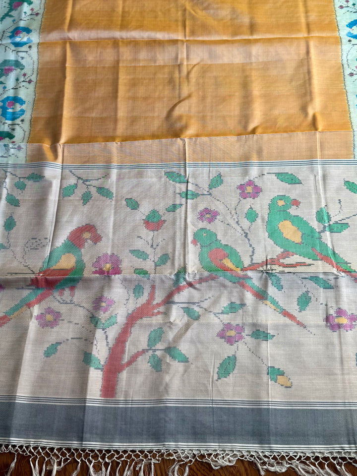 Sandalwood semi (double) ikat patan Patola pure silk saree