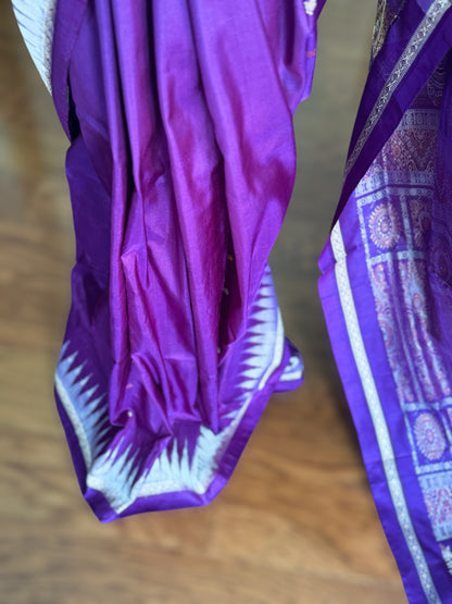 Purple Bomkai Pure Silk Saree