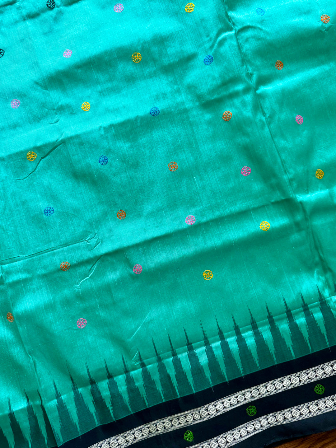 Gorgeous Light Aqua green Nandighosa pure silk saree from Odisha Weaves| Bomkai|