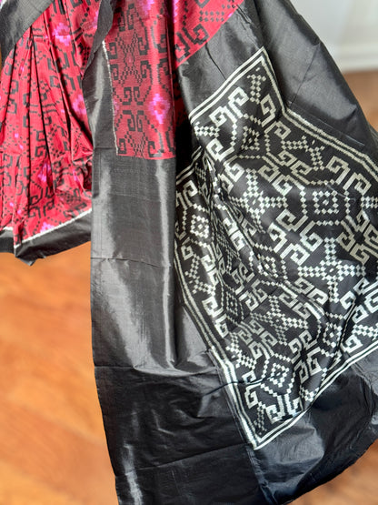 Maroon-ish red contemporary ikat from Odisha Weaves