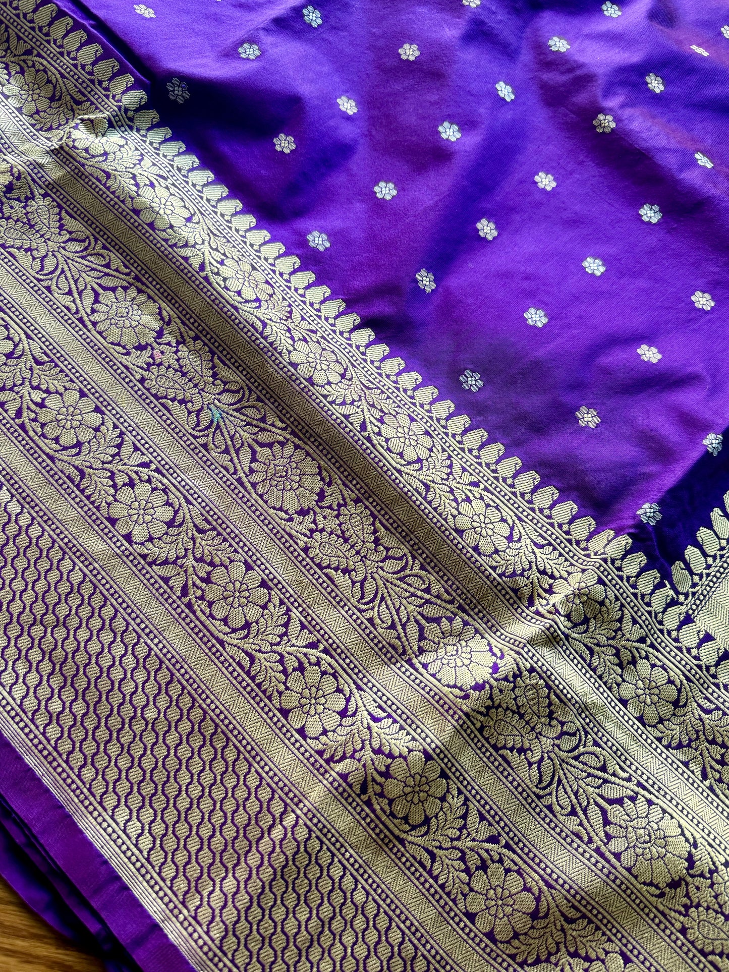 Exquisite piece of Banarasi handloom katan pure silk saree in purple