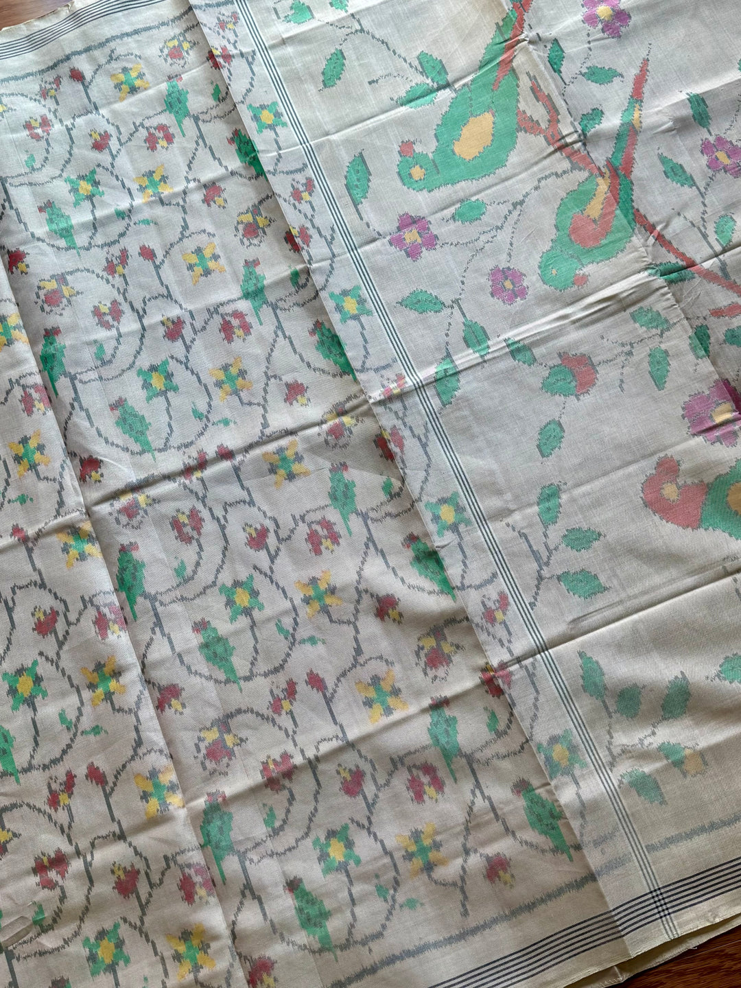 Baige-gold semi (double) ikat patan Patola pure silk saree
