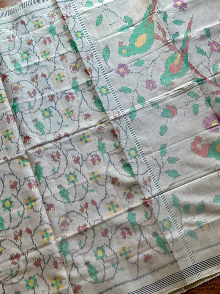Baige-gold semi (double) ikat patan Patola pure silk saree