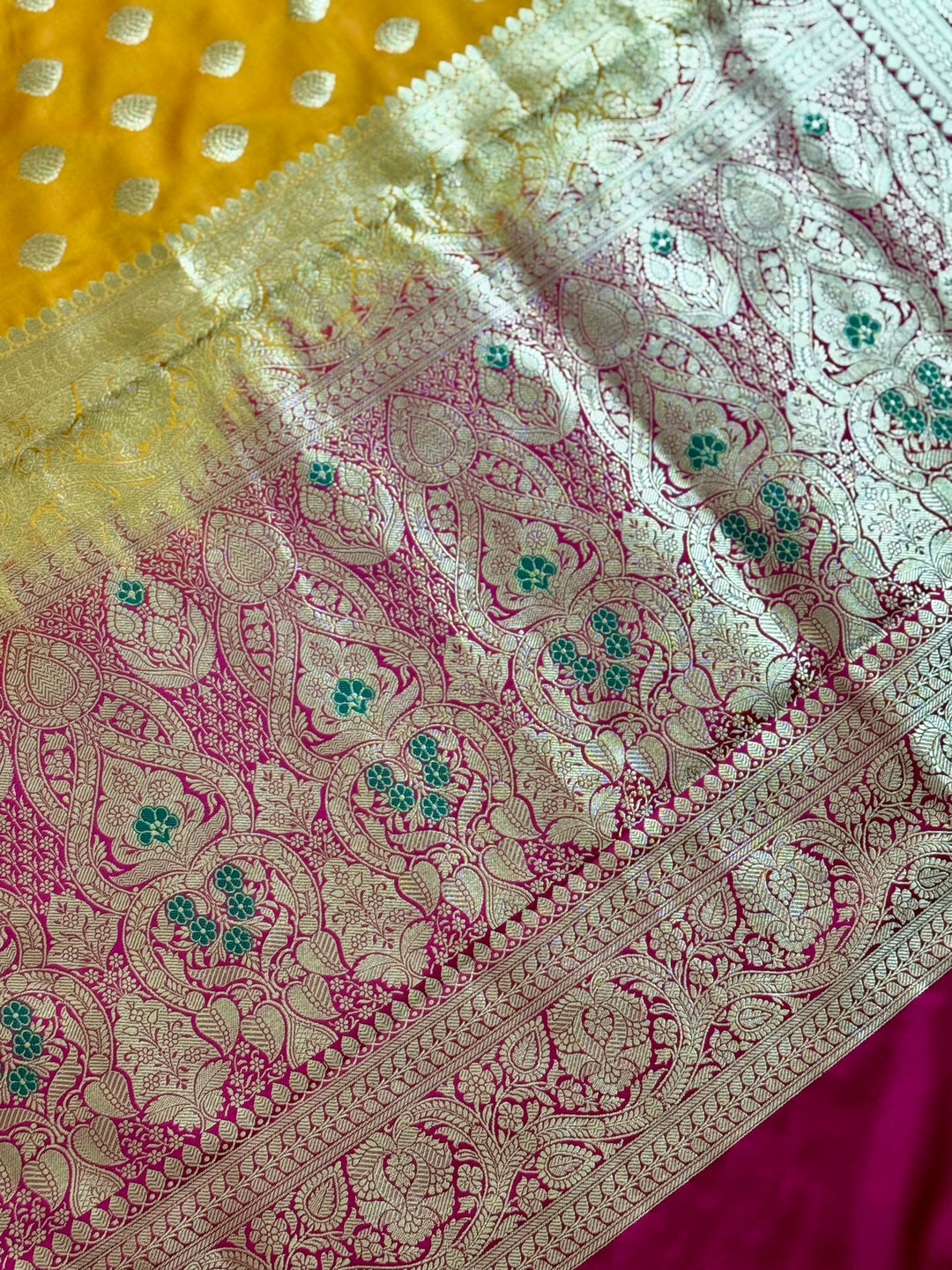 Orange Handloom Banarasi Silk Saree With Stitched Blouse