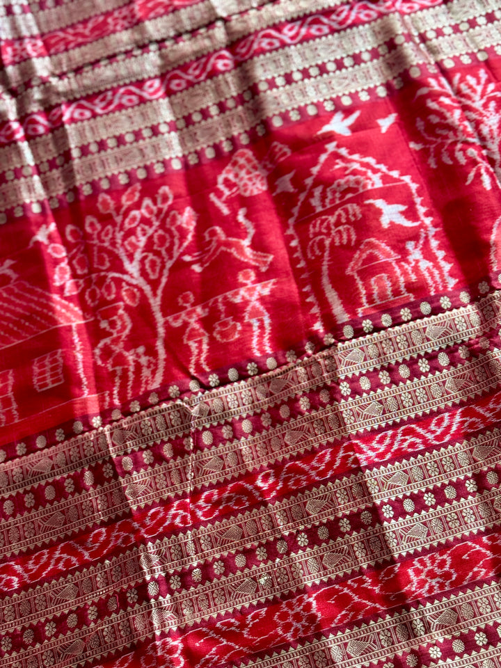 Gorgeous Pale Yellow handwoven Sambalpuri Ikat pure Silk saree |Odisha Weaves