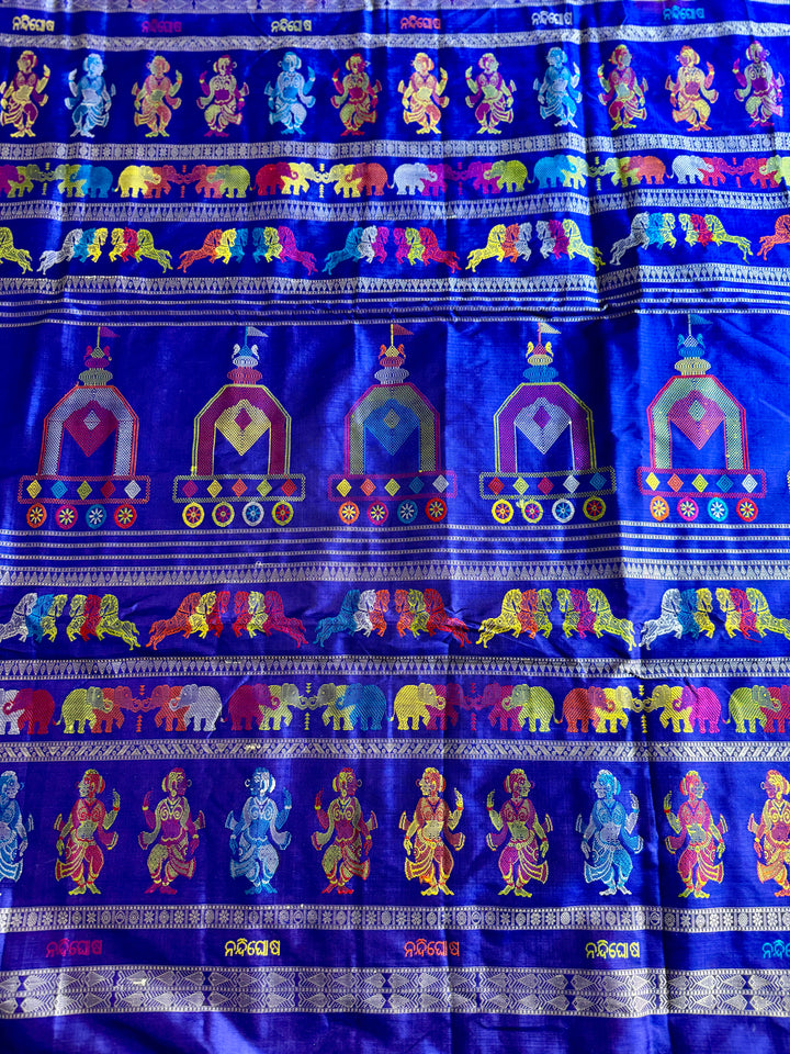 Gorgeous Red with Royal BlueNandighosa pure silk saree from Odisha Weaves| Bomkai|