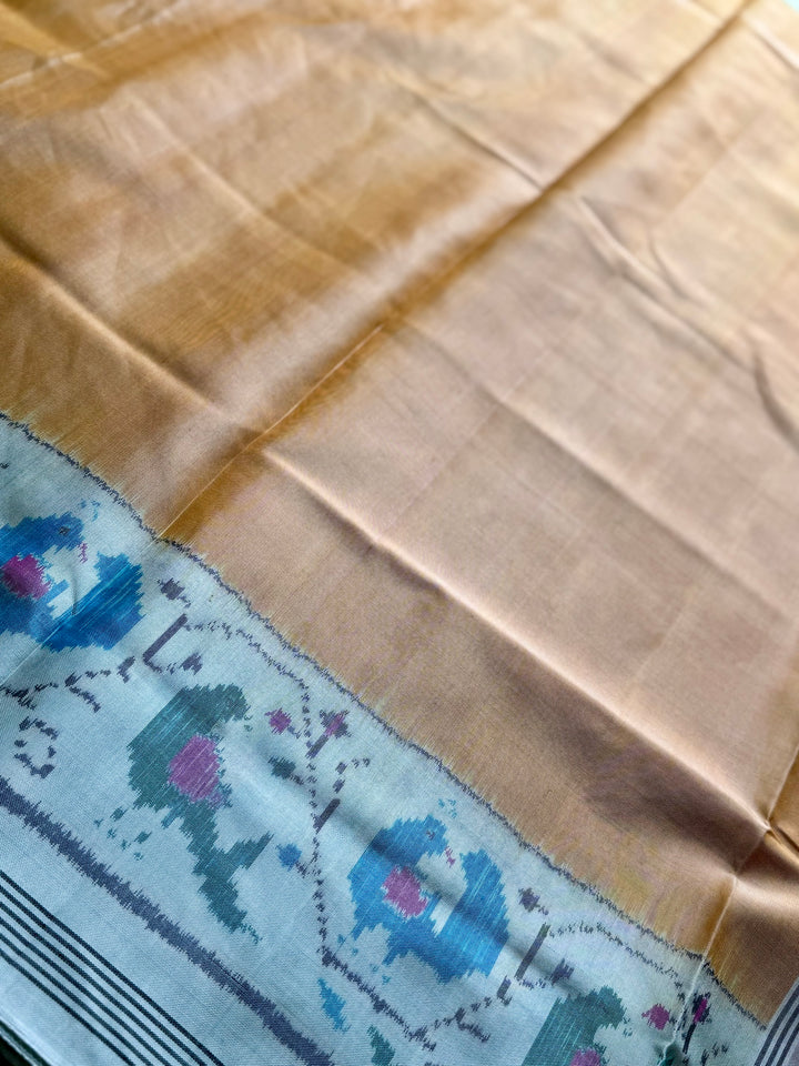 Sandalwood semi (double) ikat patan Patola pure silk saree