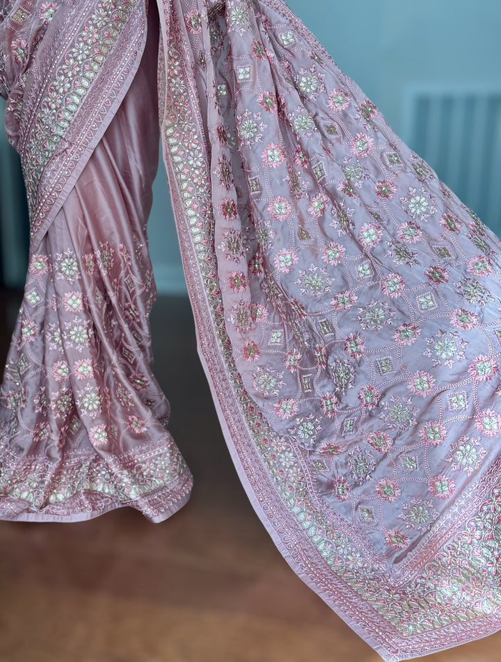 Muave Color gota and embroidery work designer satin crep silk saree|Party Wear Saree|PPS