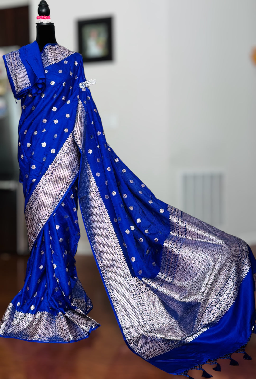 Royal Blue color Banarasi Semi Mashru Silk Saree Saree|Value Vogue