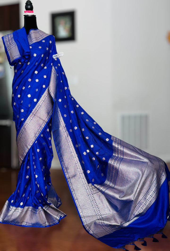 Royal Blue color Banarasi Semi Mashru Silk Saree Saree|Value Vogue