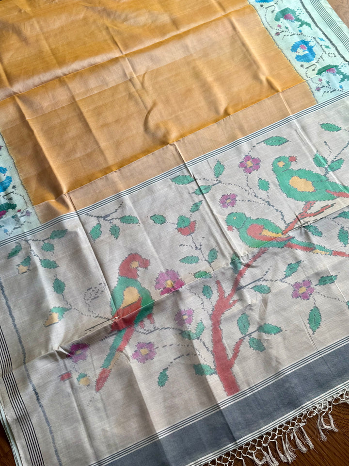Sandalwood semi (double) ikat patan Patola pure silk saree