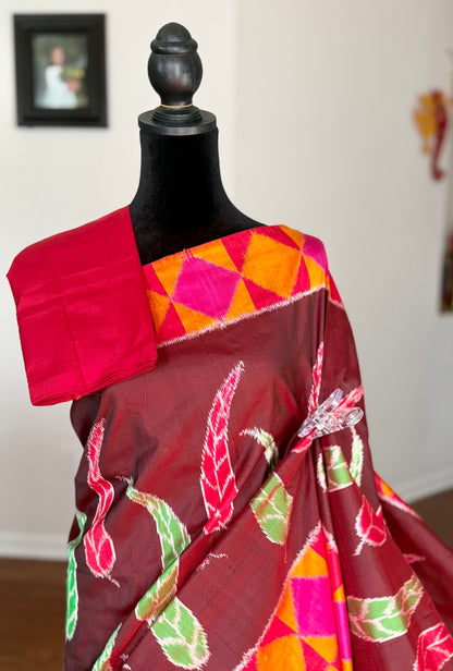 Elegant handwoven Pochampally ikat pure silk saree