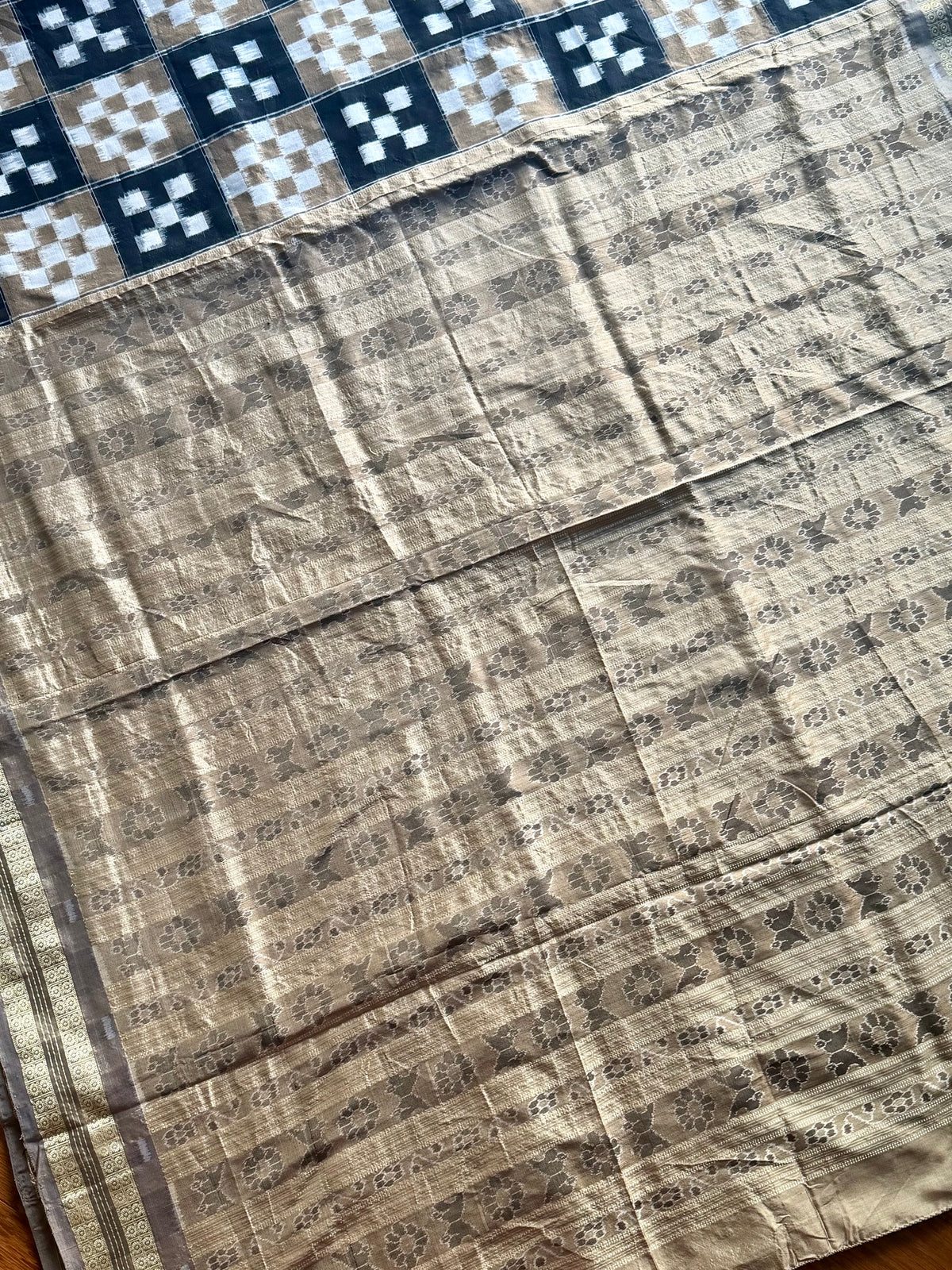 Sambalpuri Handwoven ikat pasapali pure silk saree|Toupe Color|Odisha Weaves|