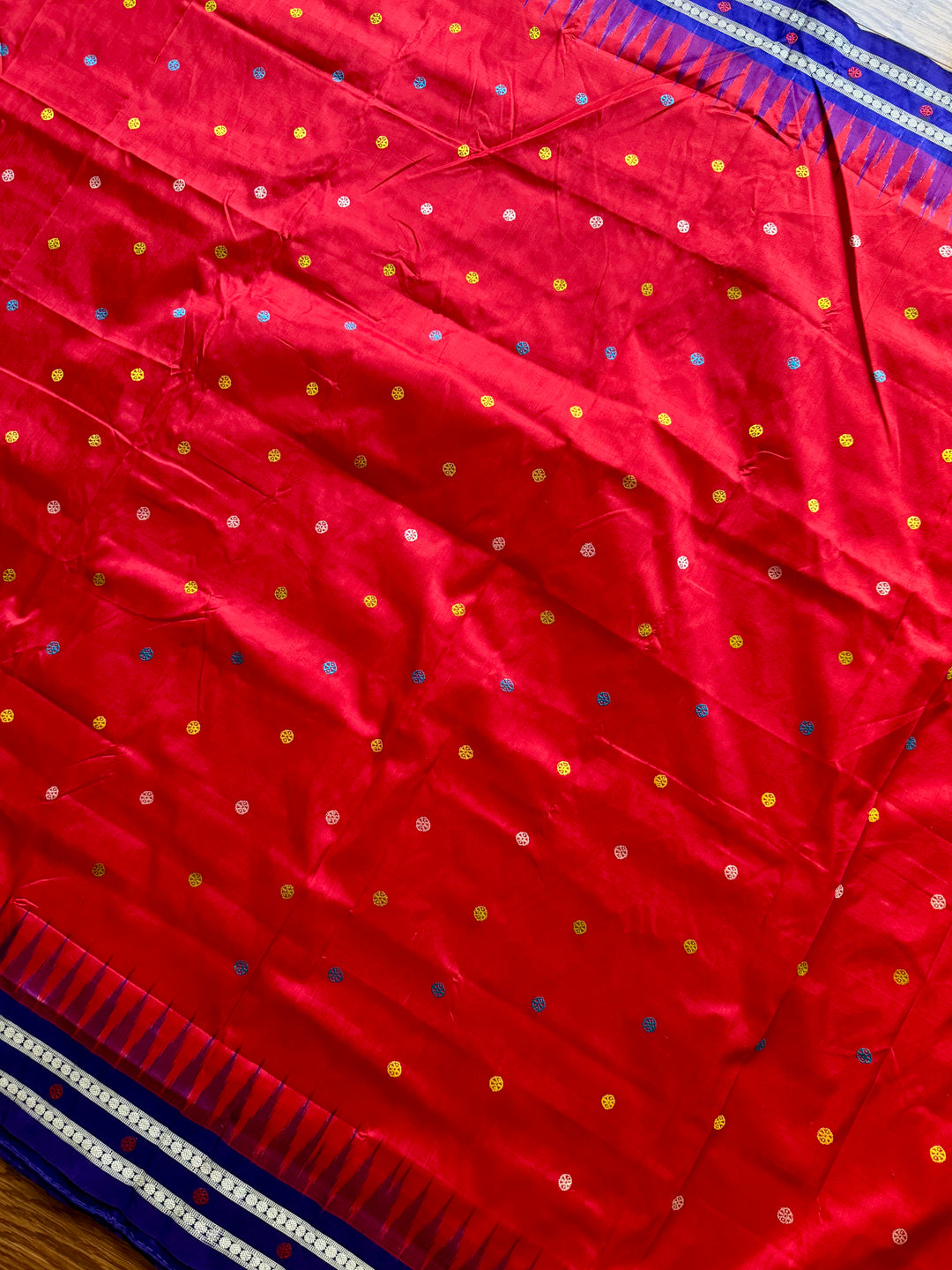 Gorgeous Red with Royal BlueNandighosa pure silk saree from Odisha Weaves| Bomkai|