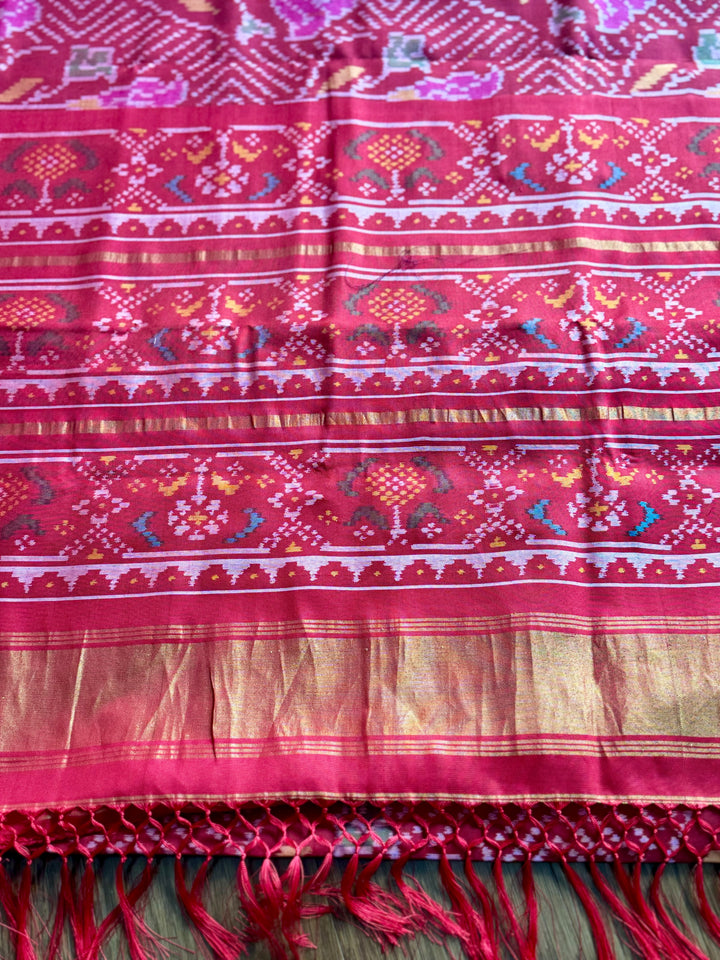 Red color semi (double) ikat patan Patola pure silk saree