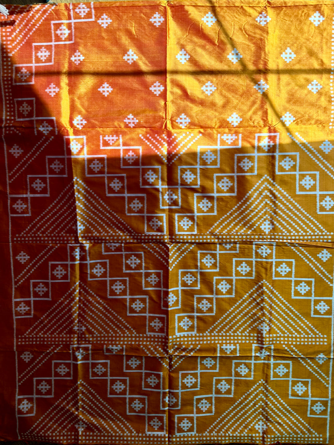 Orange color handwoven ikat pure silk saree|Odisha Weaves|Contemporary Ikat|