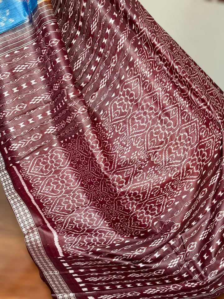 Multi colored Gopalpur handwoven pure Tussar silk saree with ikat pallu|Odisha weaves