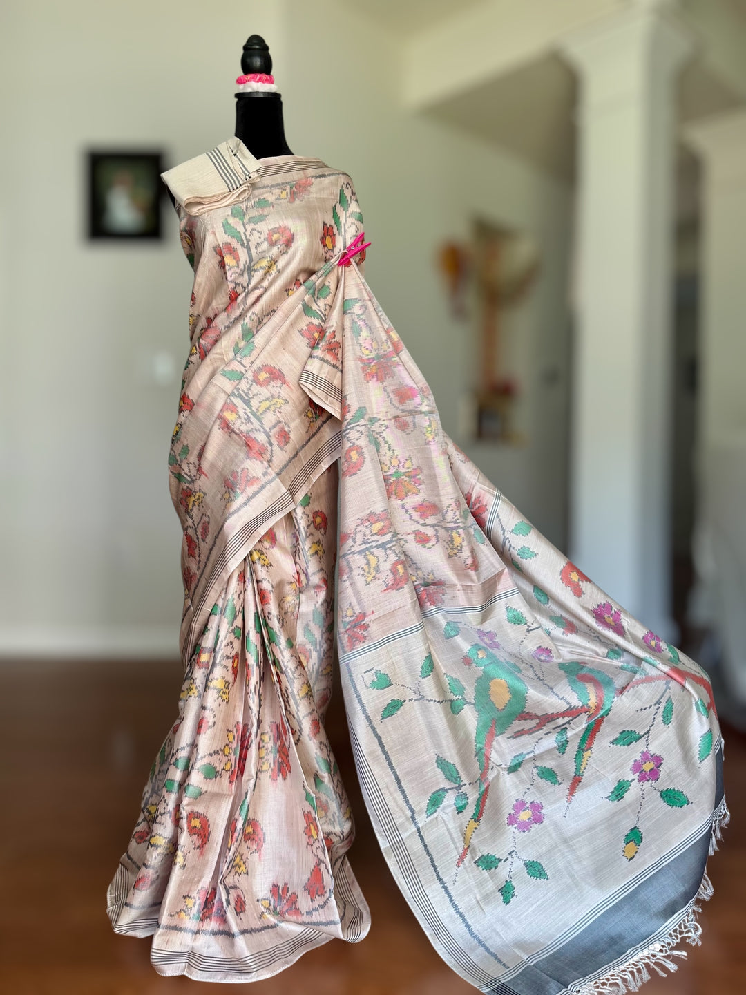Blush semi (double) ikat patan Patola pure silk saree