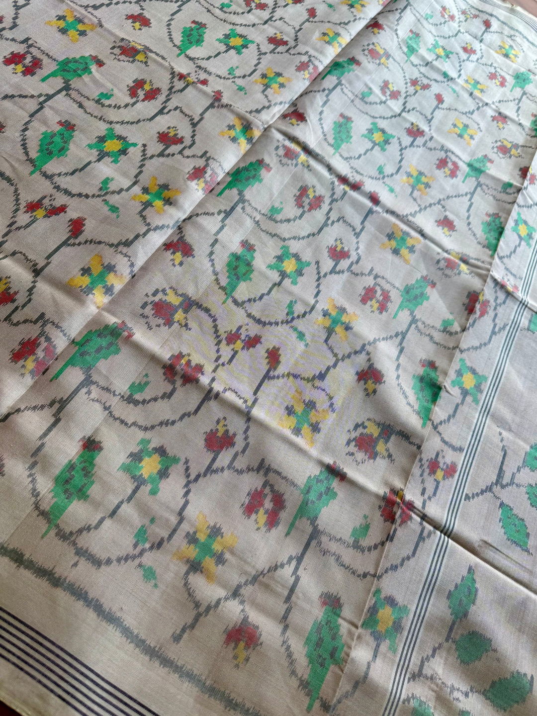Baige-gold semi (double) ikat patan Patola pure silk saree
