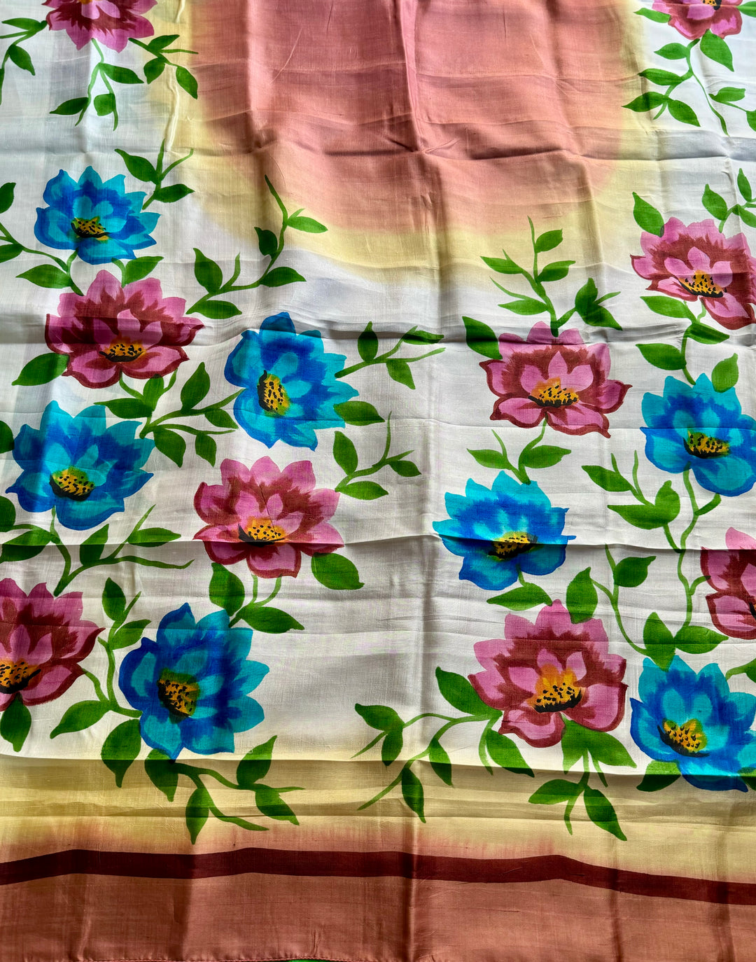 Ombre with beautiful flower design Light weight,Hand painted Pure silk saree| Value Vogue