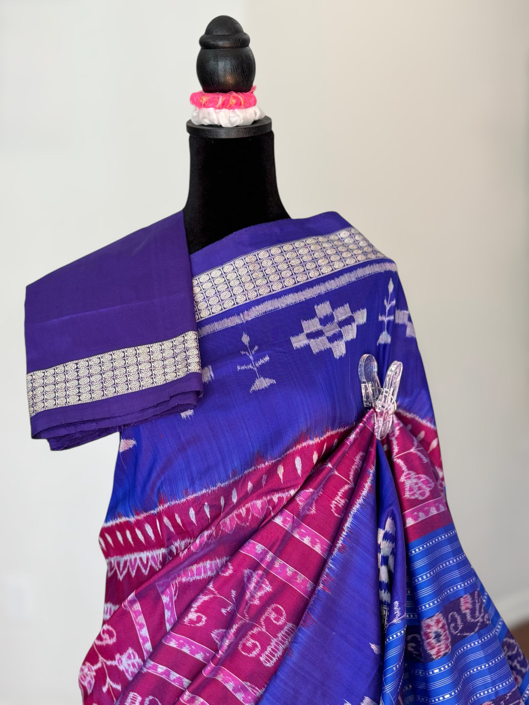 Pink handwoven Sambalpuri Ikat Silk saree |Odisha Weaves