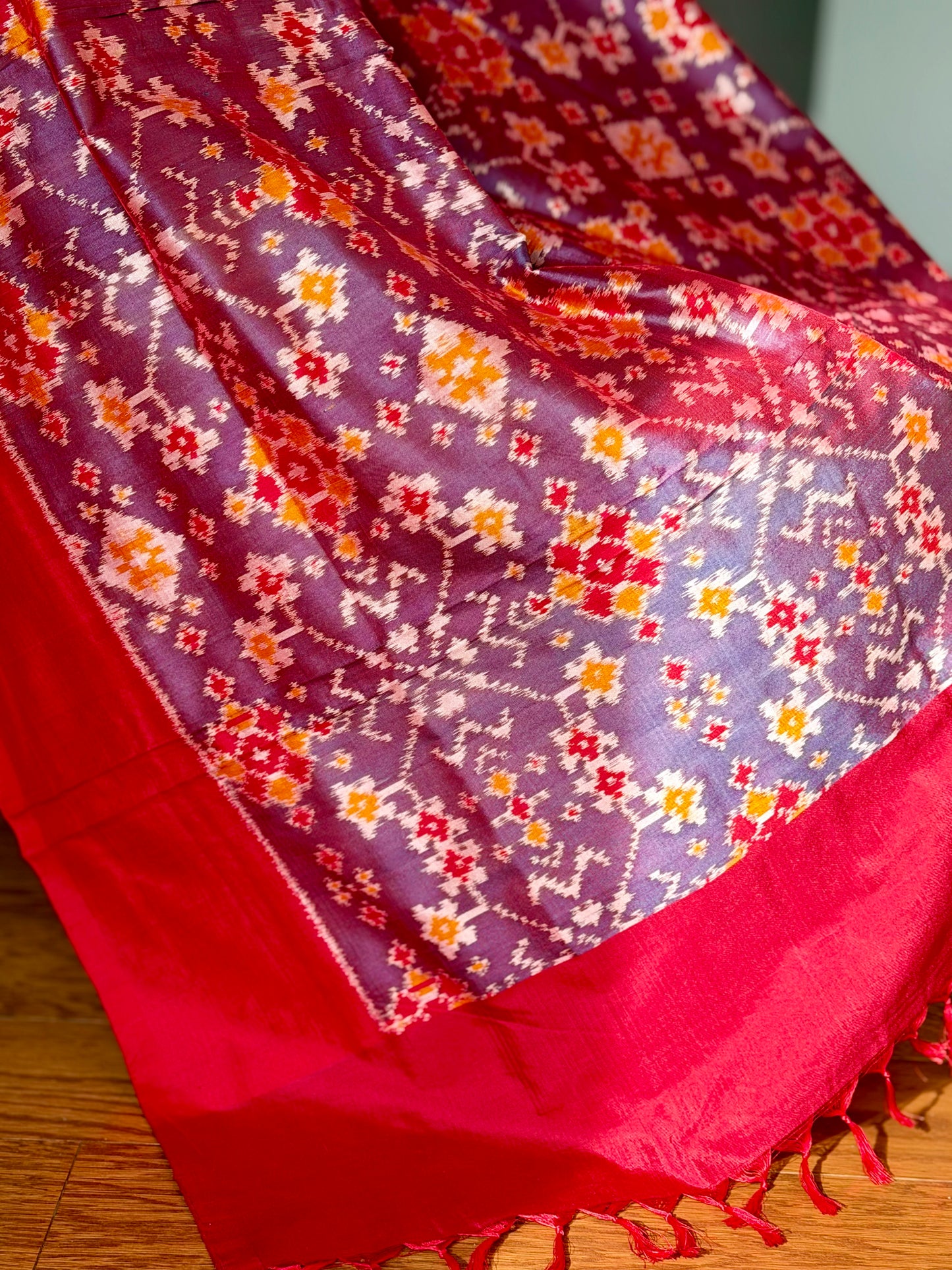 Elegant handwoven Pochampally ikat pure silk saree